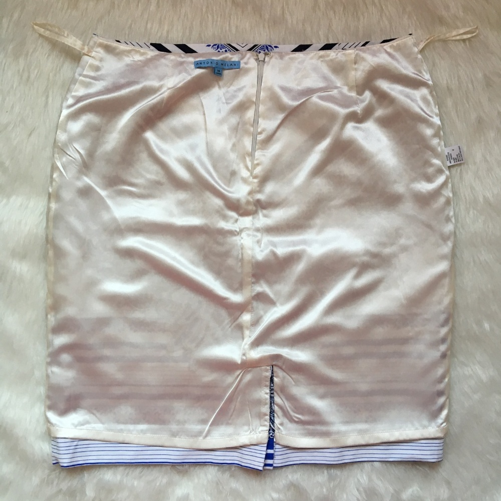 Antonio Melanie Blue & White Pencil Skirt Size 14 - Picture 6 of 10